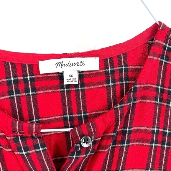 MADEWELL Studio Ruffle-Hem Top in Clanton Plaid Tartan Button Peplum Blouse - Picture 7 of 8